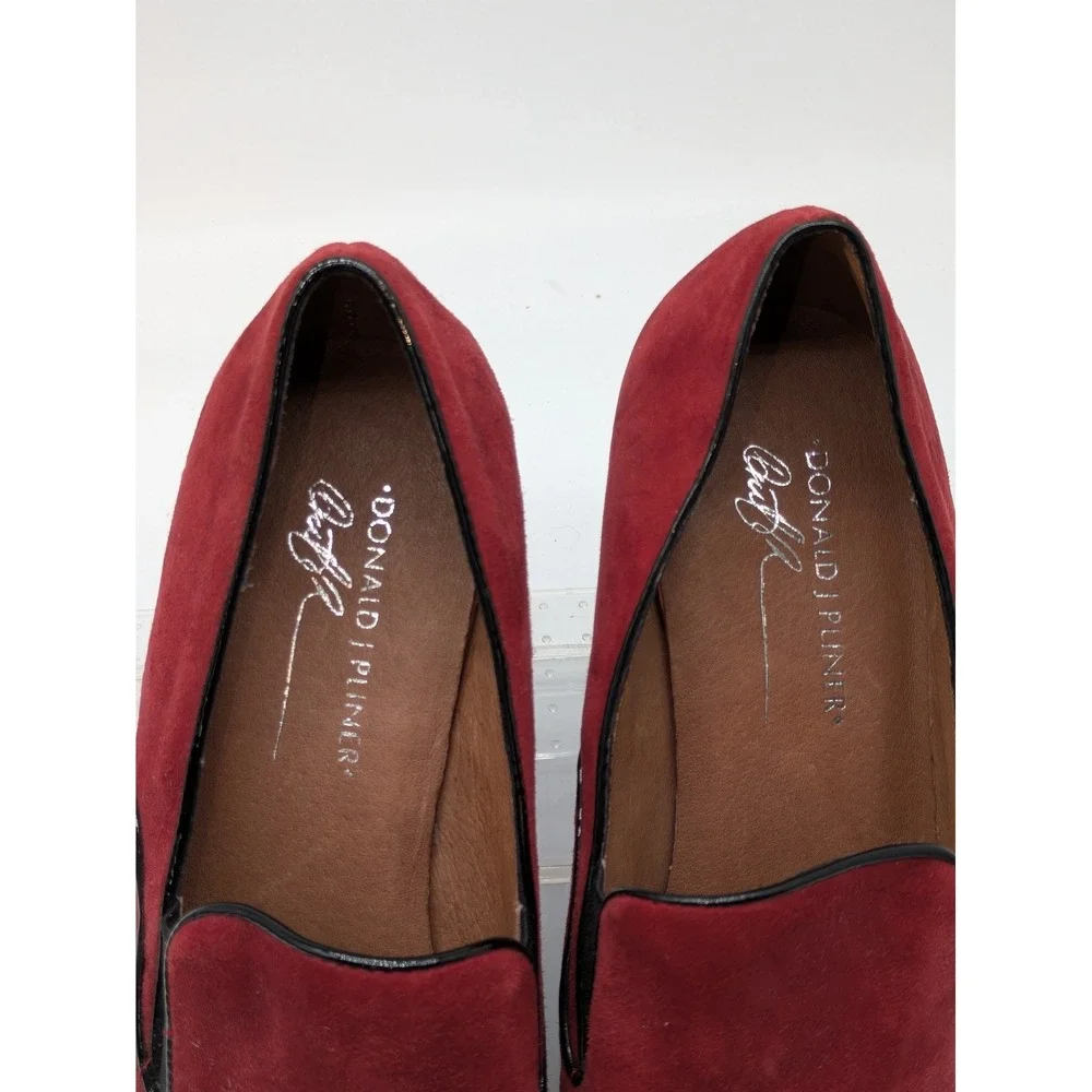 Donald J Pliner Melia Womens 9.5 M Red Suede Wedge Loafers Slip On Heels